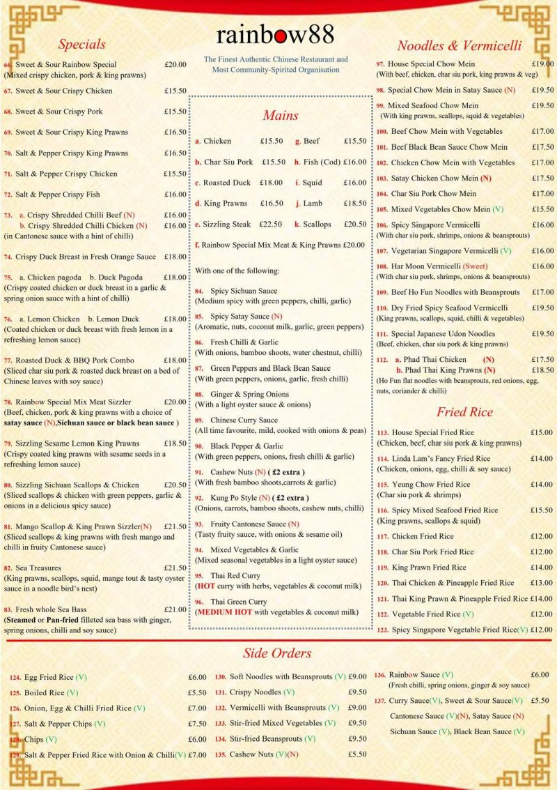 NEW MENU MAIN COURSES – Rainbow88